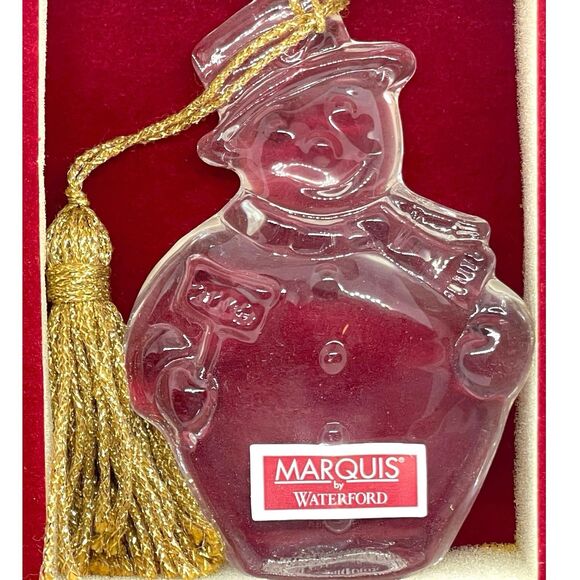 NEW Marquis By Waterford 2009 Crystal Snowman Christmas Ornament 3.25” Tall - Picture 6 of 8